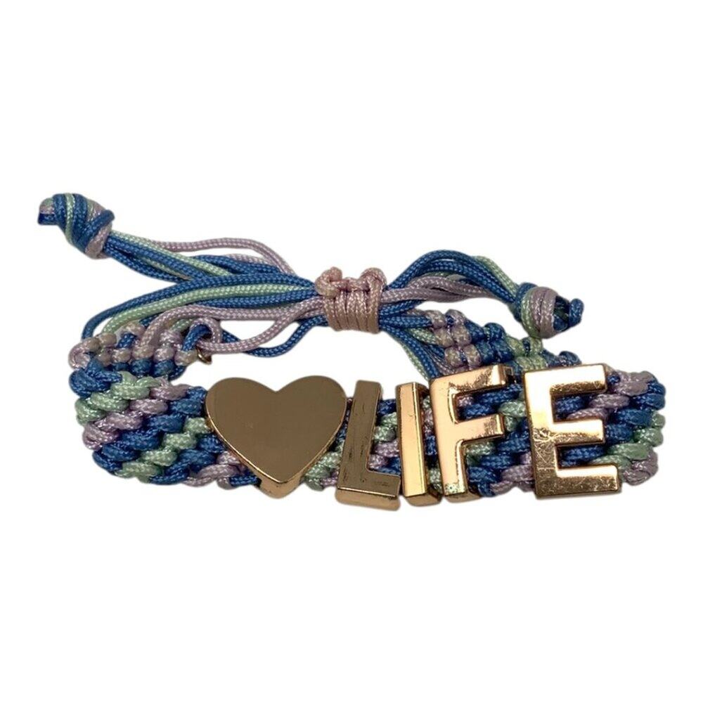 BCBGeneration Love Life Woven Cord Bracelet Pink Blue Green